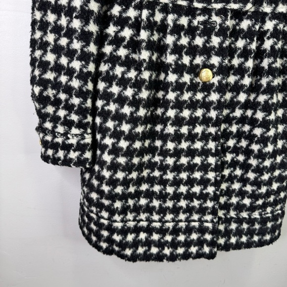 Juicy Couture Wool Mohair Alpaca Black & White Houndstooth Peacoat Size 12 - Picture 3 of 16
